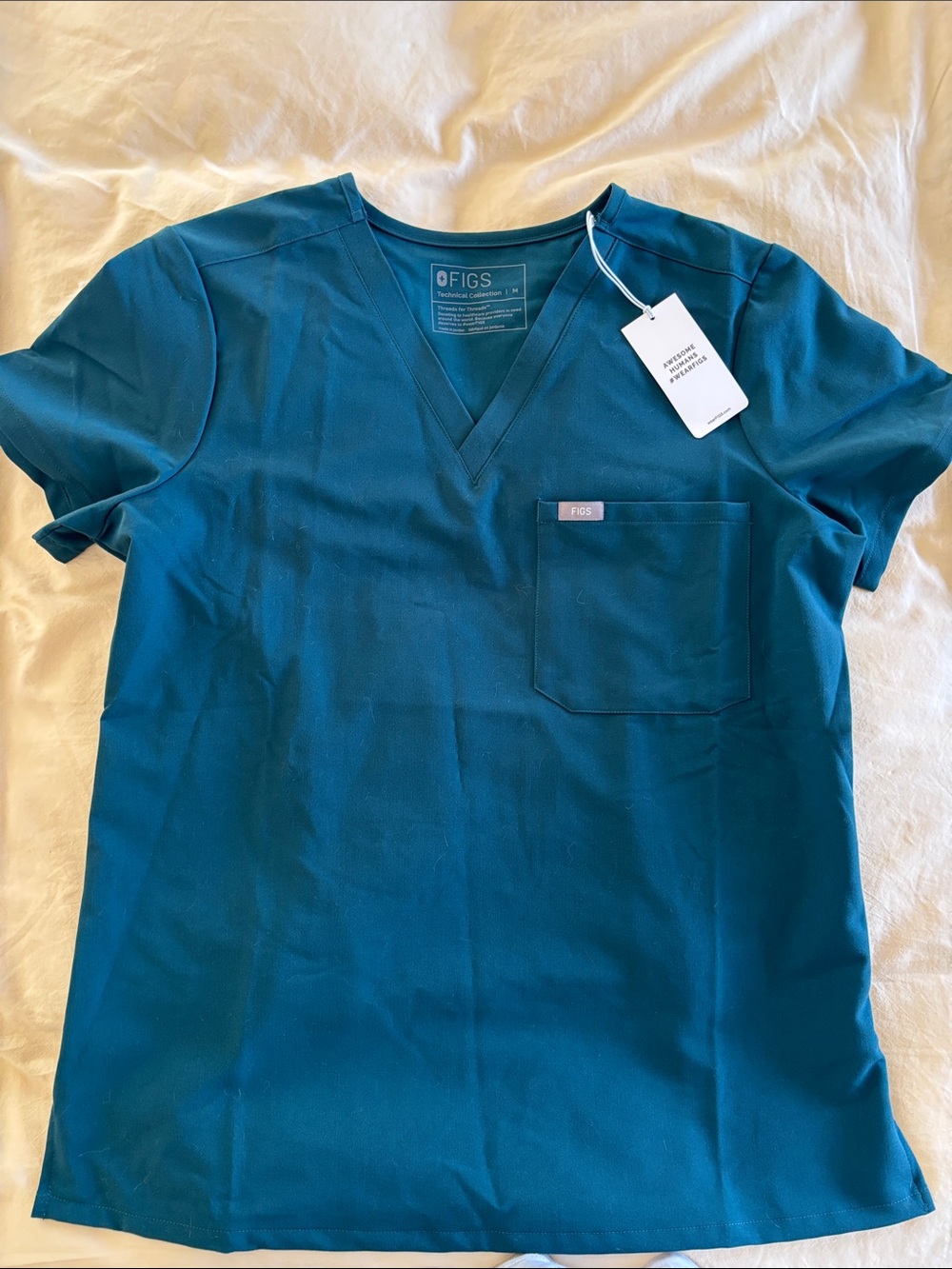 Figs Women’s Teal V-Neck Short Sleeve Scrub Top